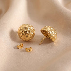 Luna dome stud earrings for women, gold-tone - RANGREZ (view 2)