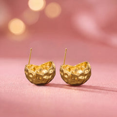 Luna dome stud earrings for women, gold-tone - RANGREZ (view 3)
