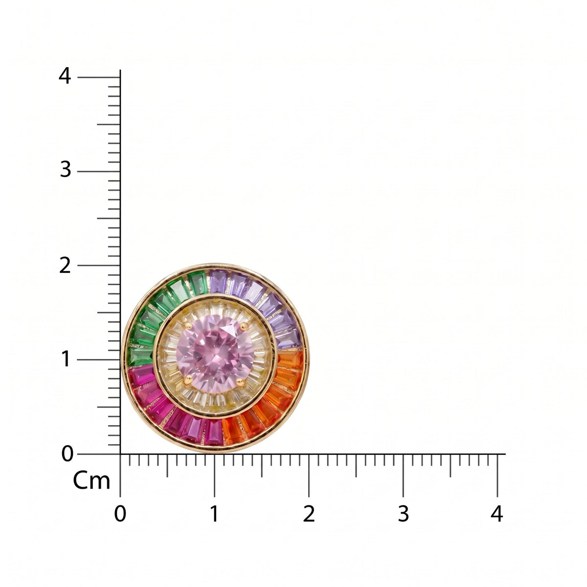Orbis Multicolour Crystal Round Halo Stud Earrings, Gold finish