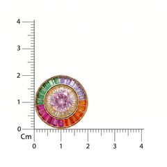 Orbis Multicolour Crystal Round Halo Stud Earrings, Gold finish