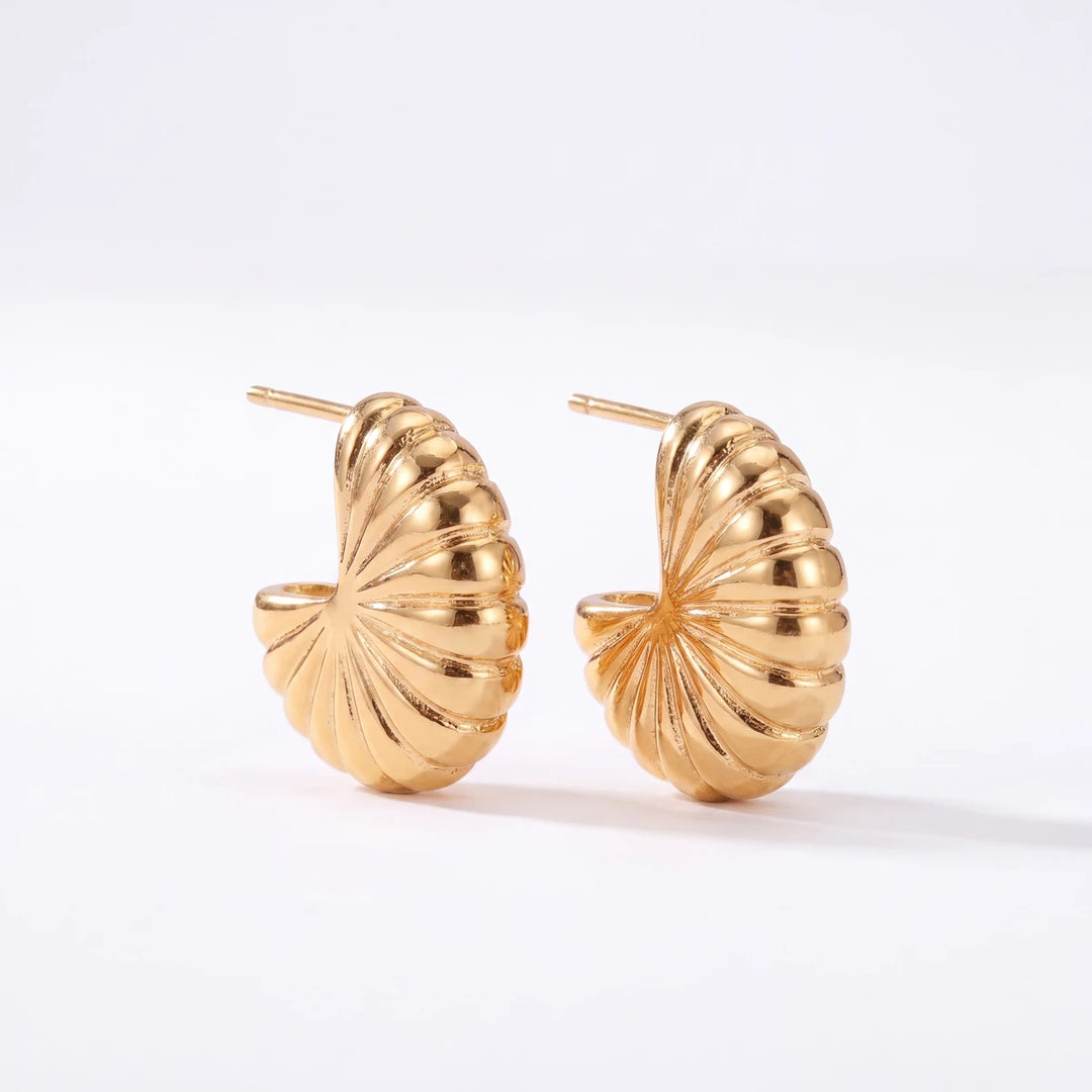Marina chunky hoop earrings for women, gold-tone - RANGREZ