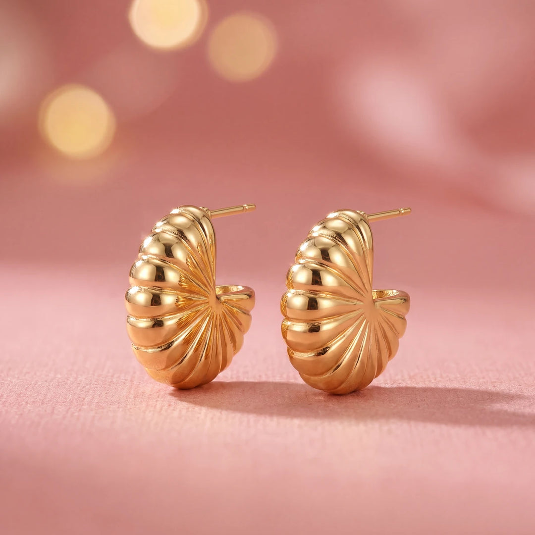 Marina chunky hoop earrings for women, gold-tone - RANGREZ (view 3)