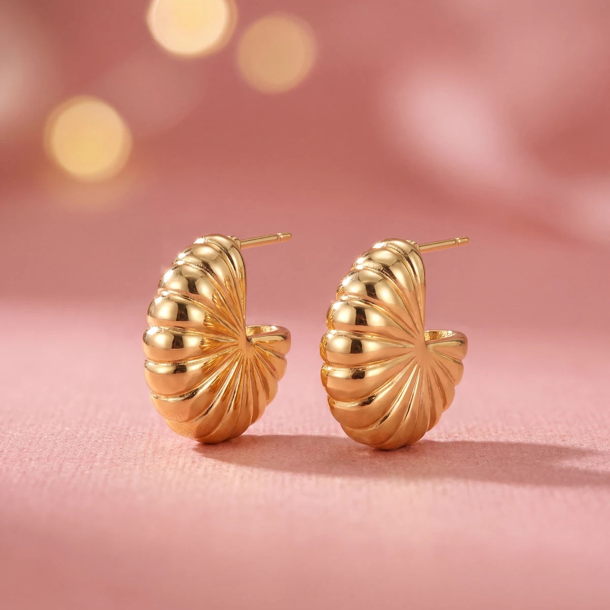 Marina chunky hoop earrings for women, gold-tone - RANGREZ (view 3)