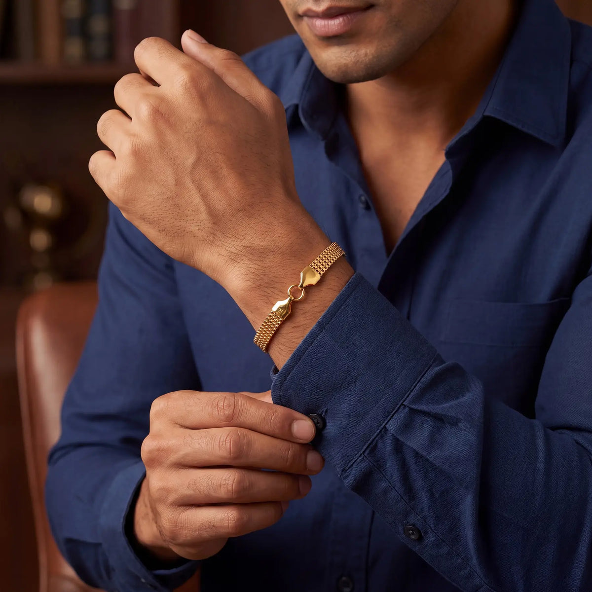 Mesh Gold-Tone Bracelet for Men - view 2