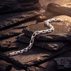Textured Cable Link Silver-Tone Bracelet for Men - view 2