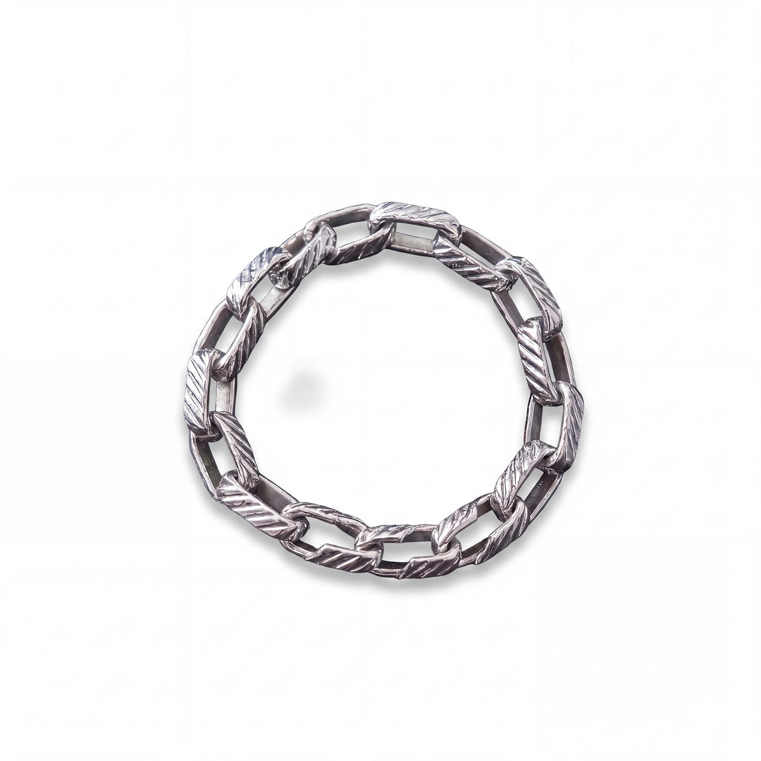 Textured Cable Link Silver-Tone Bracelet for Men - view 7