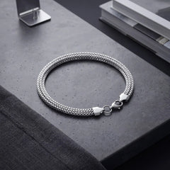 Woven Mesh Silver-Tone Bracelet for Men - view 1