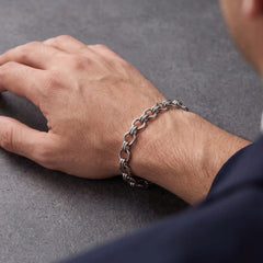 Double Rolo Silver-Tone Bracelet for Men - view 1