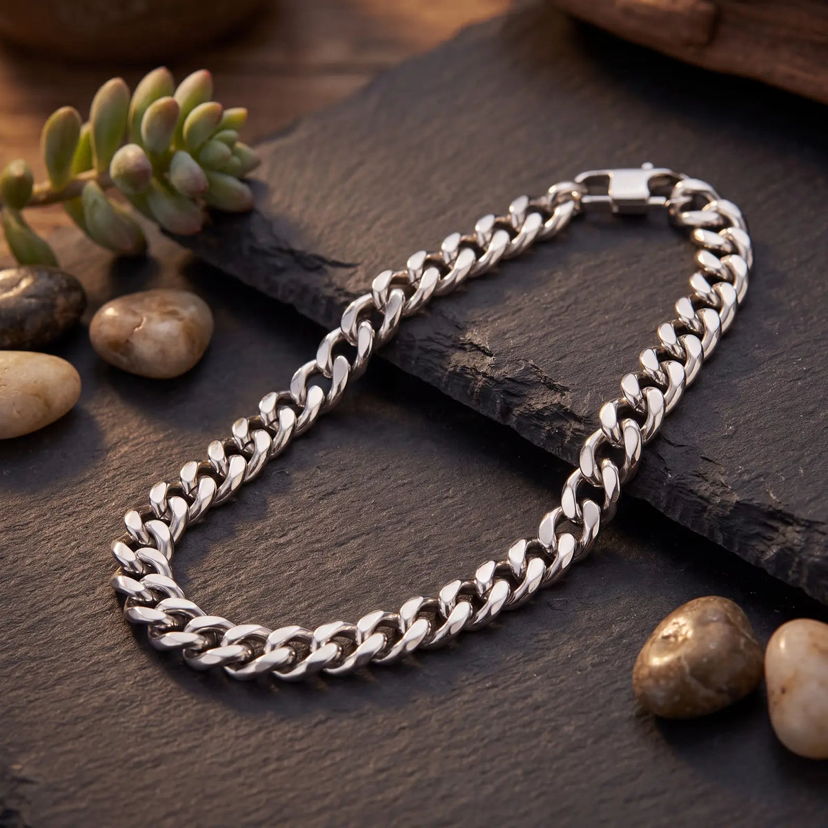 Cuban Link Silver-Tone Bracelet for Men - view 2