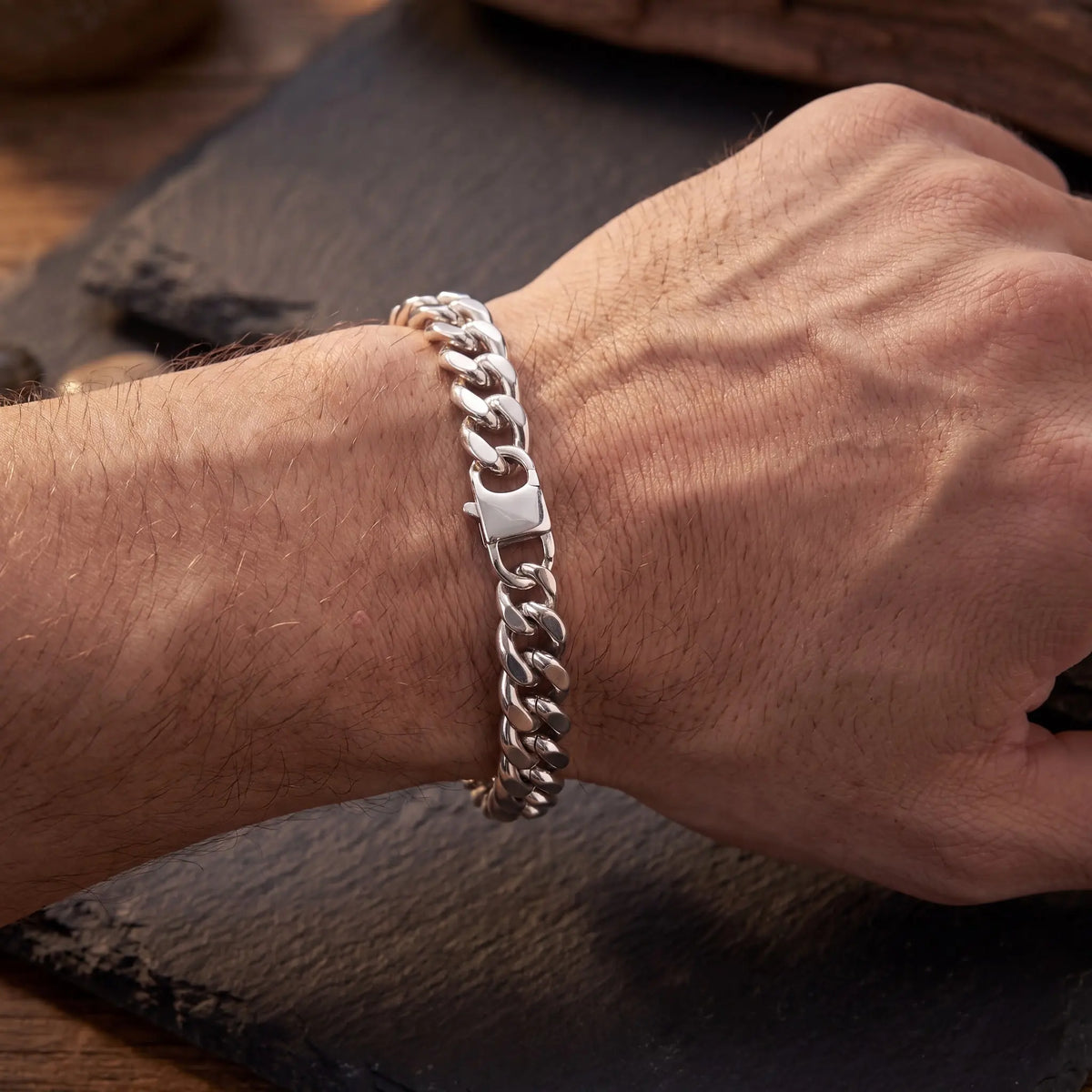 Cuban Link Silver-Tone Bracelet for Men - view 3