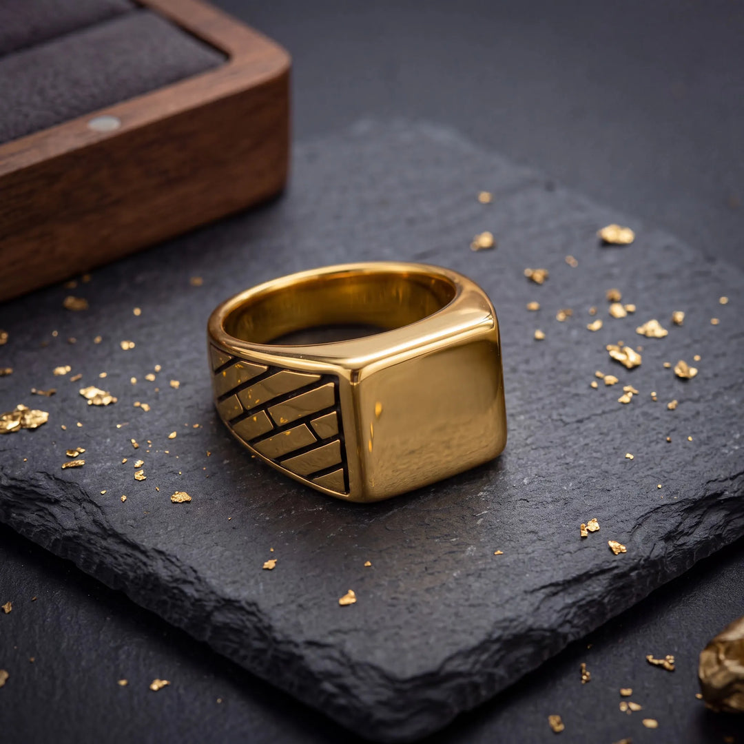 Classic Gold-Tone Signet Ring for Men - view 1