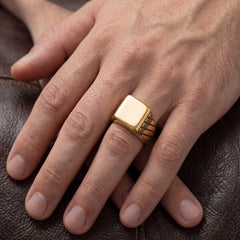 Classic Gold-Tone Signet Ring for Men - view 2