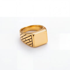 Classic Gold-Tone Signet Ring for Men - view 3