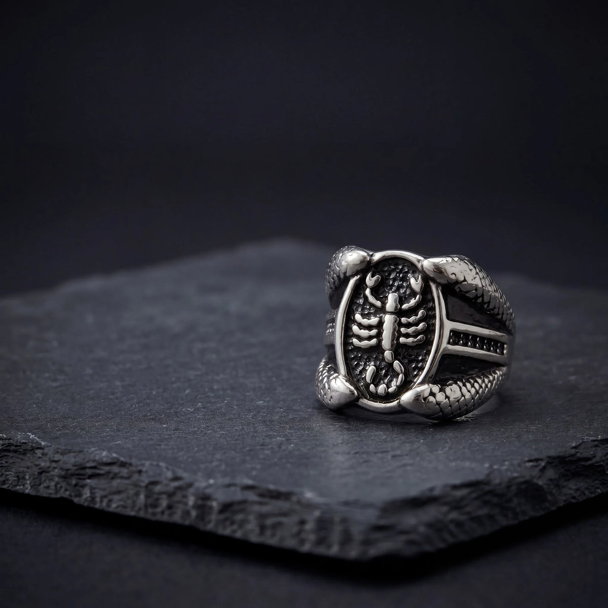 Scorpion Oxidised Silver-Tone Ring for Men - view 1