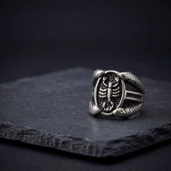 Scorpion Oxidised Silver-Tone Ring for Men - view 1