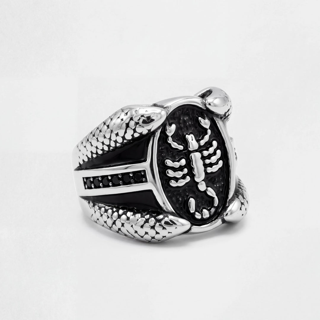 Scorpion Oxidised Silver-Tone Ring for Men - view 3