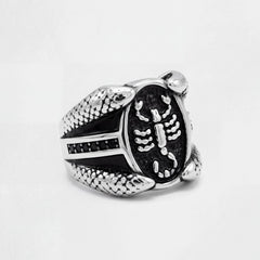 Scorpion Oxidised Silver-Tone Ring for Men - view 3
