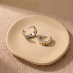 Mira mini huggie earrings for women, gold & silver-tone - RANGREZ (view 3)