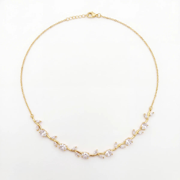 Meher Vine Necklace, Crystal, Gold-tone