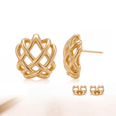 Nido statement stud earrings for women, gold-tone - RANGREZ