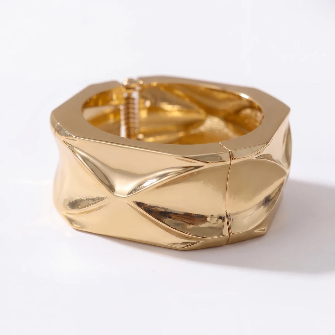 Octavia hinged cuff bracelet for women, gold-tone - RANGREZ