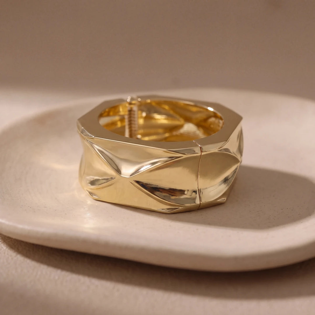 Octavia hinged cuff bracelet for women, gold-tone - RANGREZ (view 2)