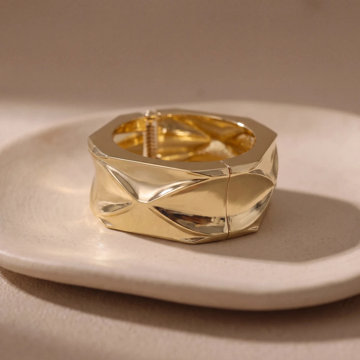 Octavia hinged cuff bracelet for women, gold-tone - RANGREZ (view 2)