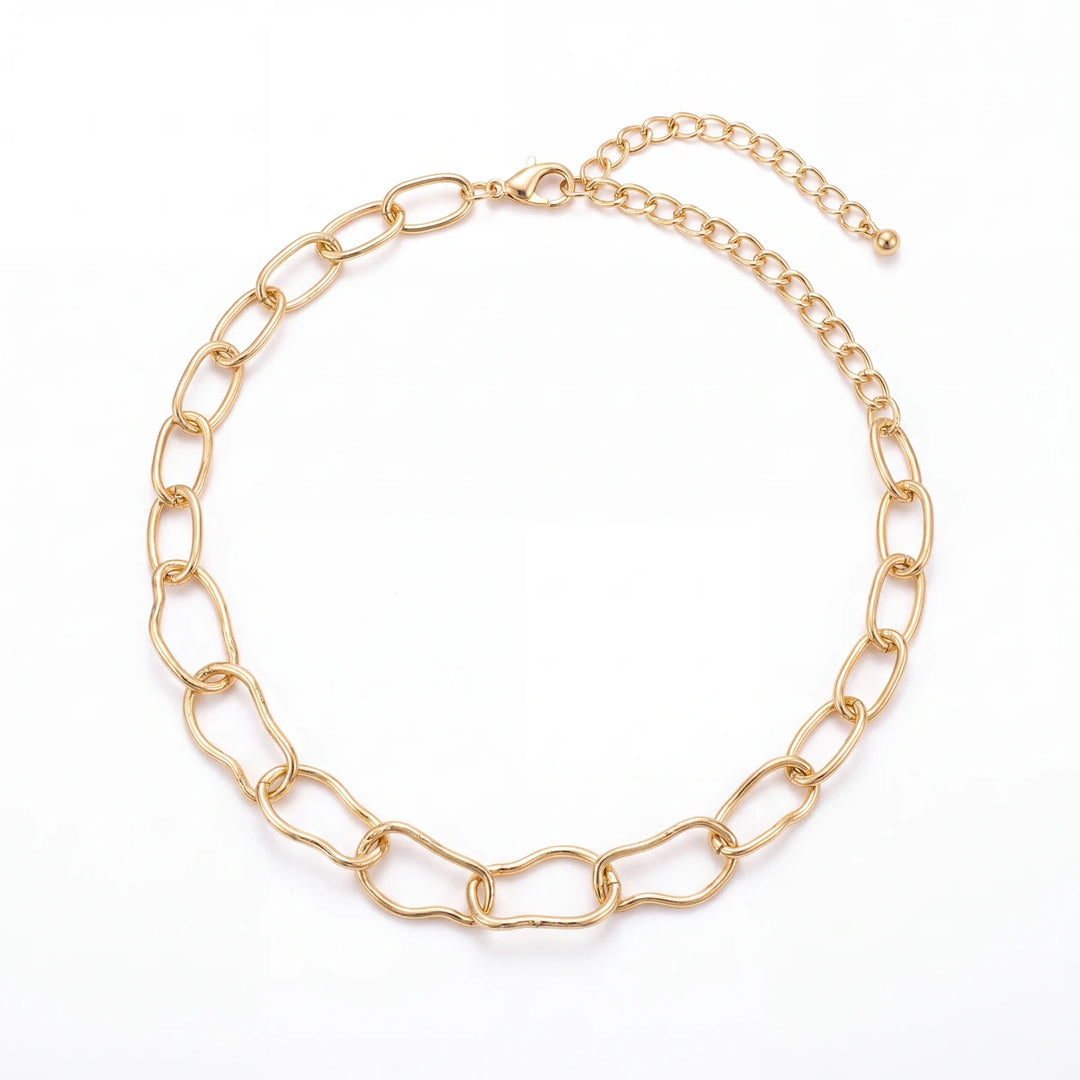 Onda chunky chain necklace for women, gold-tone - RANGREZ
