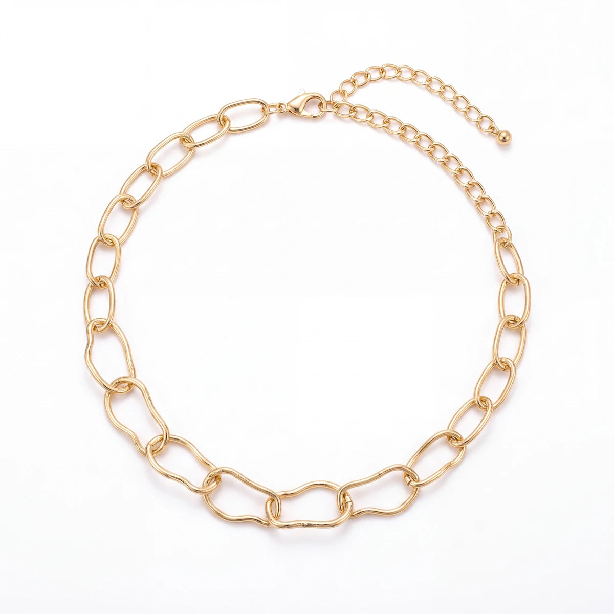 Onda chunky chain necklace for women, gold-tone - RANGREZ