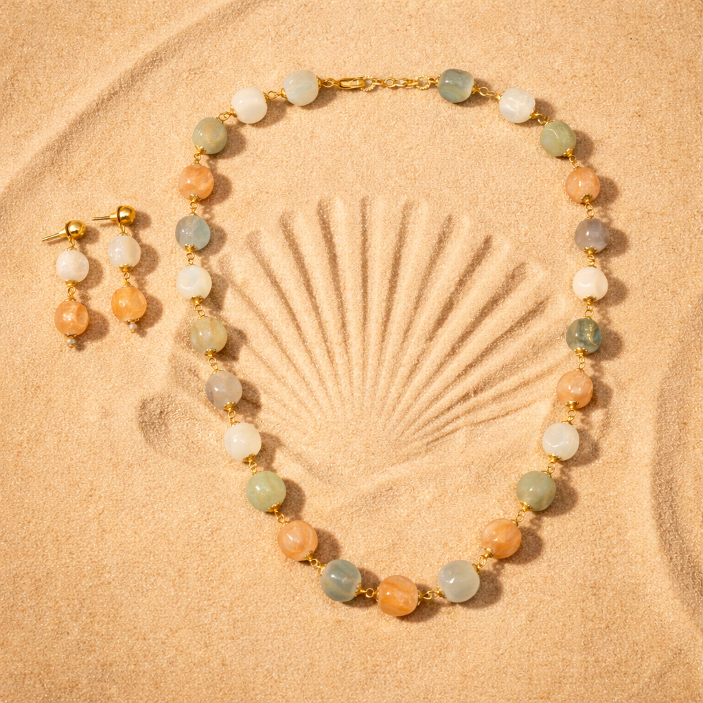 Rangrez Handmade pastel stone necklace set