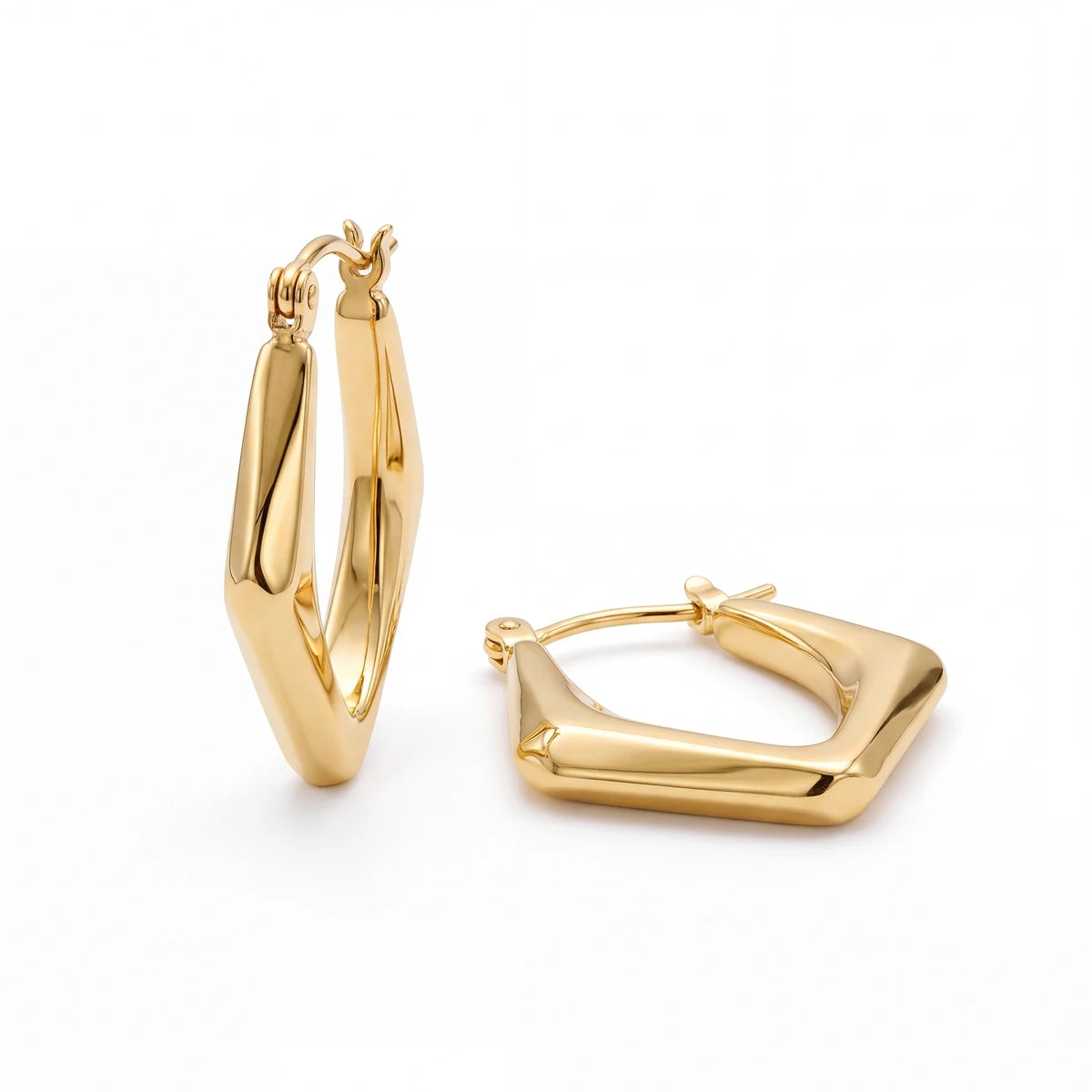 Pentra geometric hoop earrings for women, gold-tone - RANGREZ
