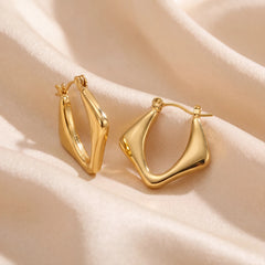 Pentra geometric hoop earrings for women, gold-tone - RANGREZ (view 3)