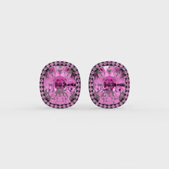 Rebecca Pink Cushion Halo Stud Earrings