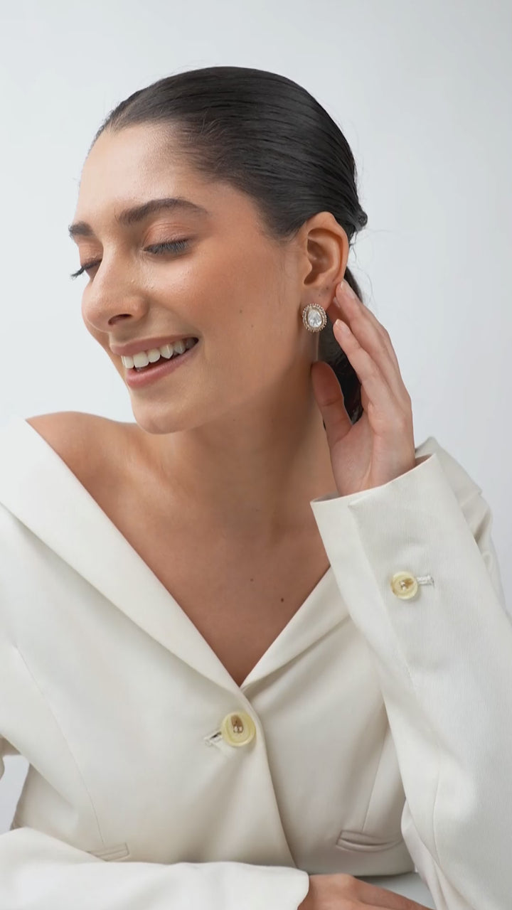 Elani Moissanite Polki Silver Foil Studs