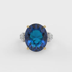 Trinity Crystal Oval Three-Stone Cocktail Ring, Gold & Rhodium finish