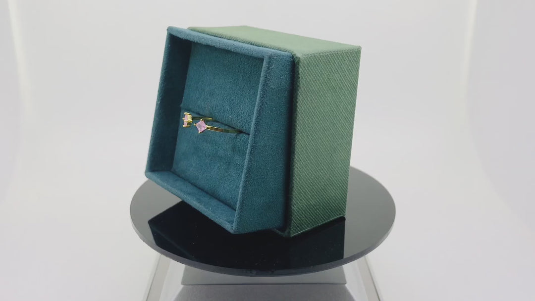 Pure gold plated silver rose sapphire ring for women