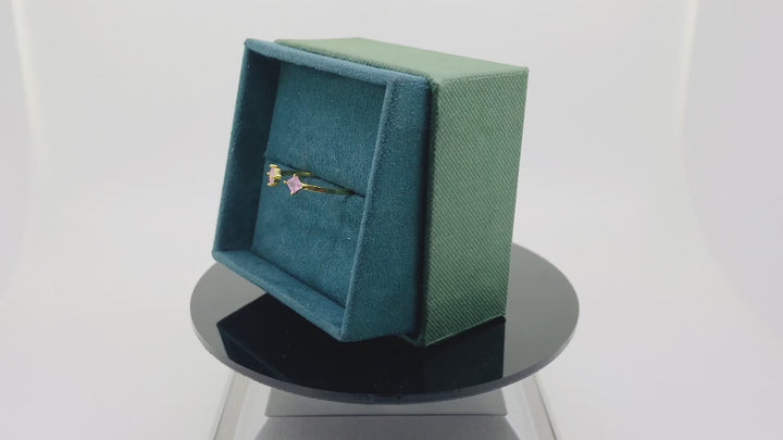 Pure gold plated silver rose sapphire ring for women