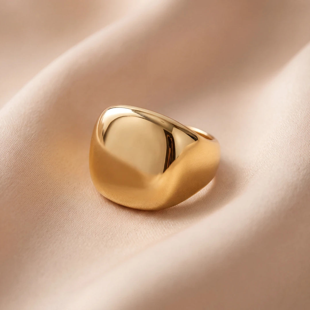 Rania dome ring for women, gold-tone - RANGREZ (view 2)