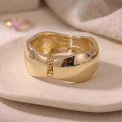 Ripple wave cuff bracelet for women, gold-tone - RANGREZ (view 2)