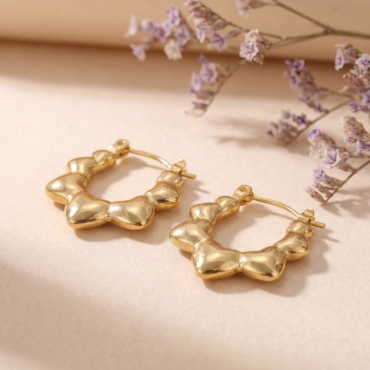 Romy bubble hoop earrings for women, gold-tone - RANGREZ (view 2)