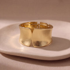 Sahara wide cuff bracelet for women, gold-tone - RANGREZ (view 2)