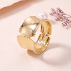 Sahara wide cuff bracelet for women, gold-tone - RANGREZ (view 3)