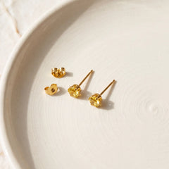 Soleil yellow stud earrings for women, gold-tone - RANGREZ (view 3)