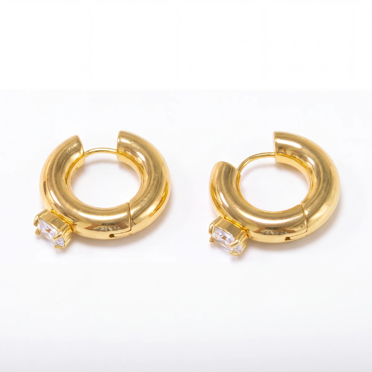 Solene crystal huggie earrings for women, gold-tone - RANGREZ