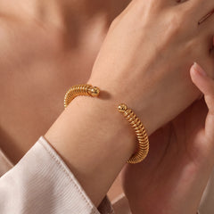 Spiralis open cuff bracelet for women, gold-tone - RANGREZ (view 5)
