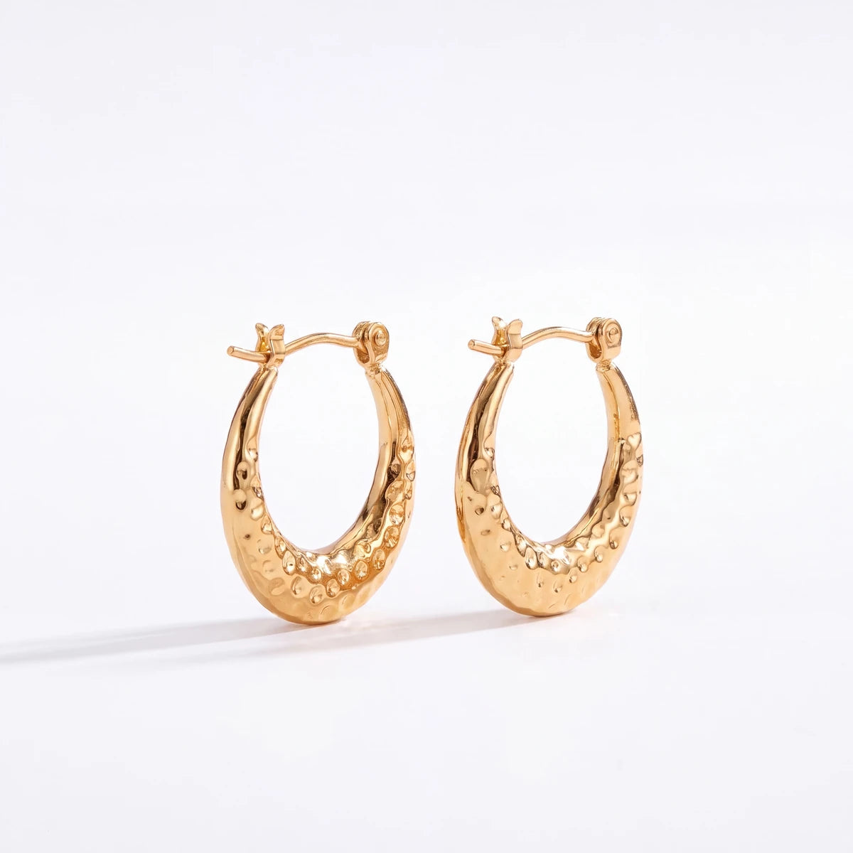 Terra hammered hoop earrings for women, gold-tone - RANGREZ
