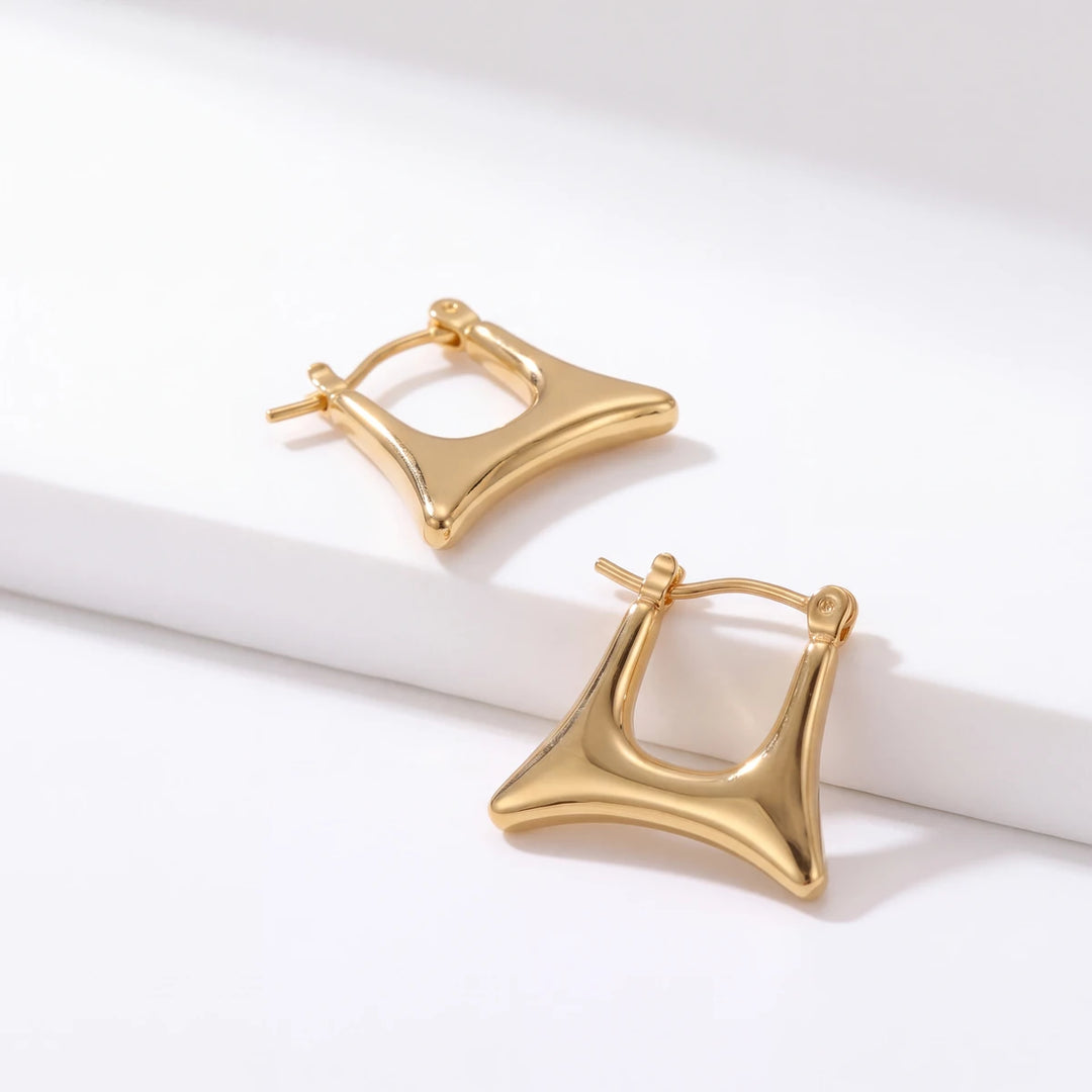 Vela statement hoop earrings for women, gold-tone - RANGREZ