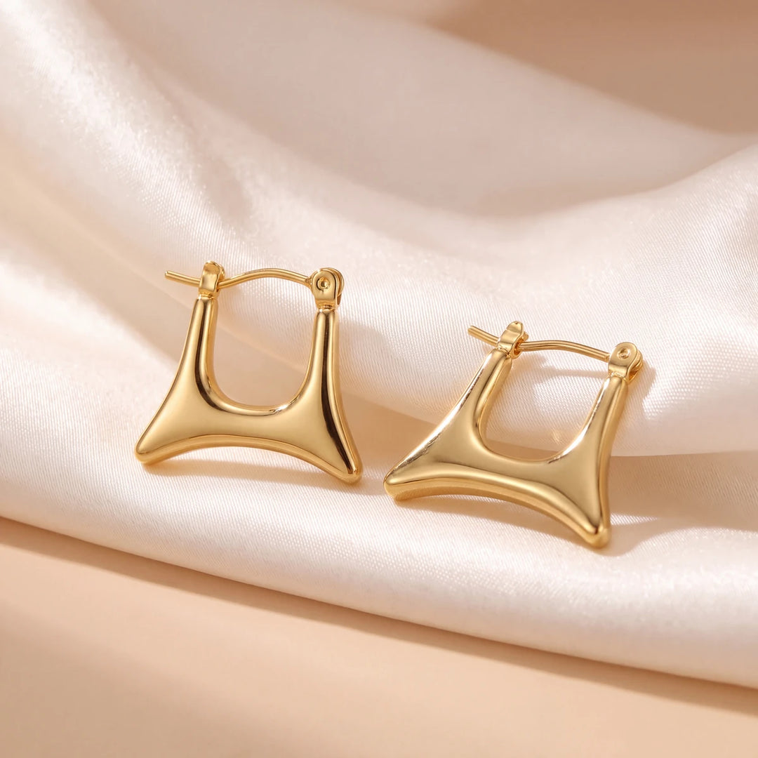 Vela statement hoop earrings for women, gold-tone - RANGREZ (view 2)